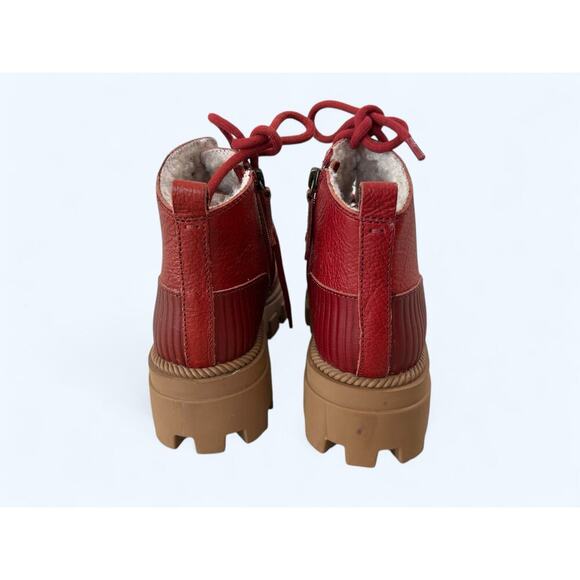 Kelsi Dagger Brooklyn Shoes Red Lace Up Lug Sole Ankle Combat Boots sz 5.5 M EUC - Picture 11 of 12